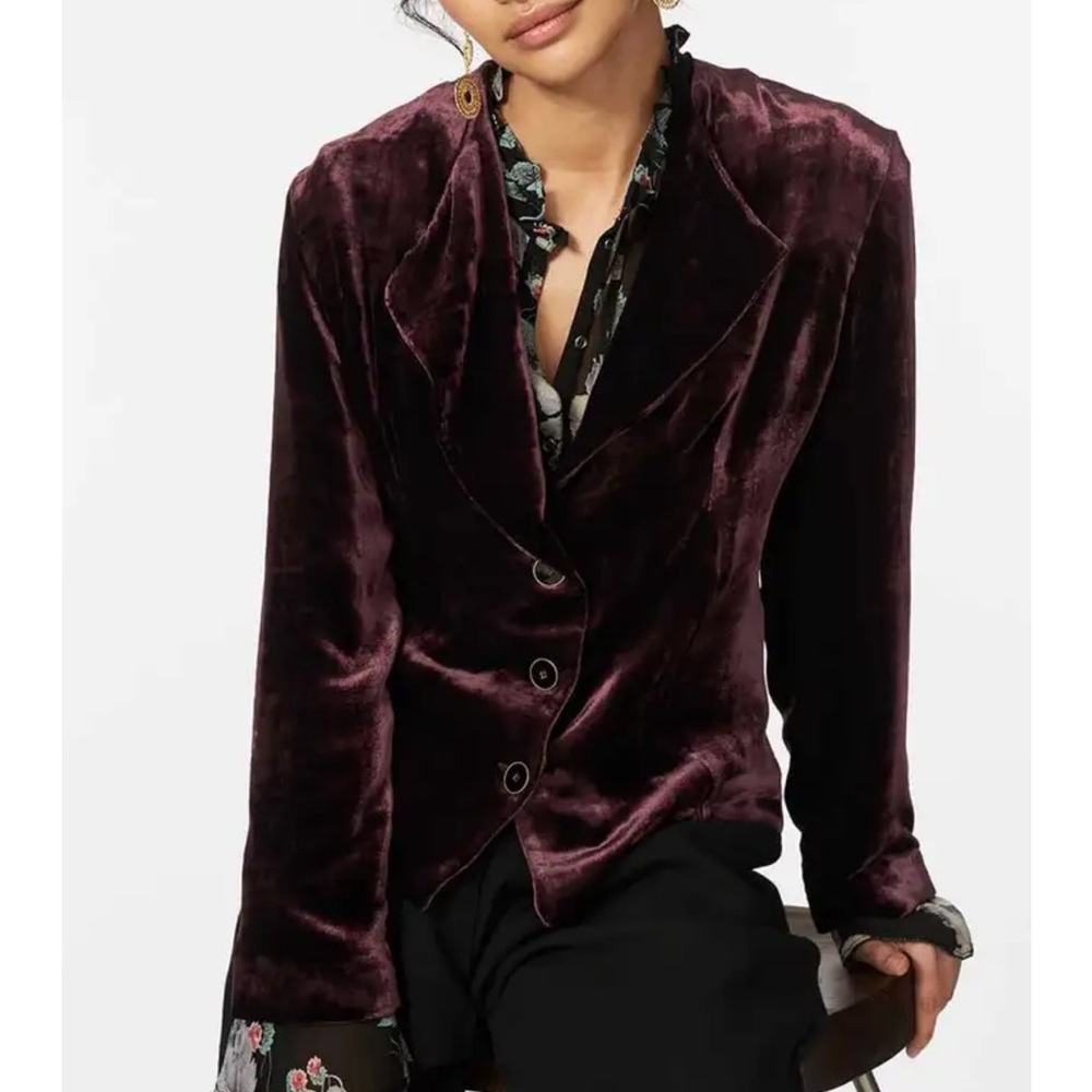 Semantiks Crushed Y2K Vintage Velvet Silk Blend Blazer